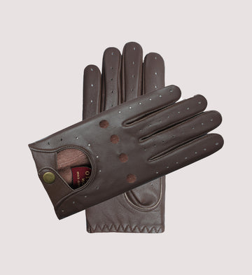 Crawley - men's brown driving leather gloves unlined