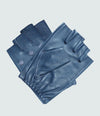 Men's fingerless navy blue leather driving gloves