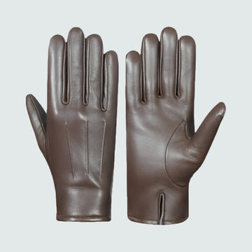 Charlie- men's chocolate brown leather gloves with cashmere lining