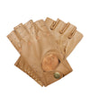 Men's tan brown fingerless leather driving  gloves