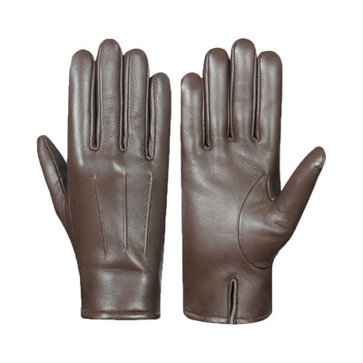 Charlie- men's chocklete brown leather gloves with cashmere lining