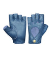 Sheepskin leather half finger driving racing gloves in Blue