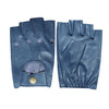 Guantes de cuero de medio dedo para conducir de color azul para hombre 